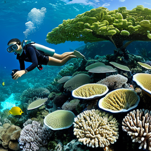 팔라우 관광산업과 경제 - Underwater Drone Photography**

"A vibrant coral reef in Palau, teeming with diverse marine life, ca...