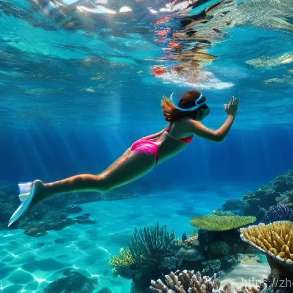 팔라우 여행자 보험 필요성 - **Prompt:** "A person is snorkeling gracefully in an underwater paradise. The scene features crystal...