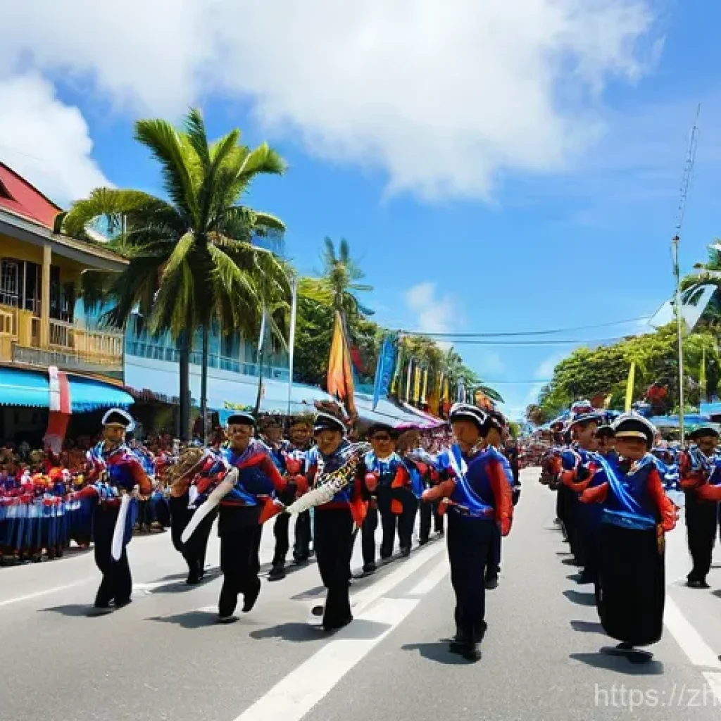 팔라우 현지 축제와 행사 - Palauan Independence Day Grand Parade**
A vibrant and festive scene depicting Palau's Independence D...