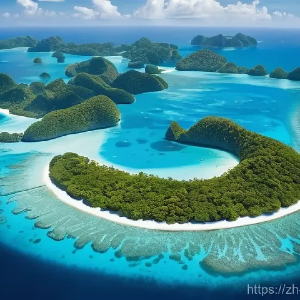 팔라우 직항 항공편 - **Prompt 1: Seamless Arrival to Pristine Waters**
    An aerial shot capturing a modern, sleek passe...