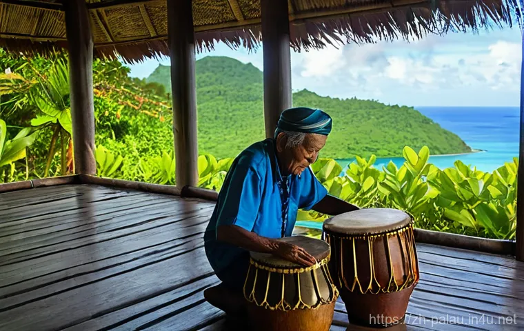 팔라우 전통 춤과 음악 - Vibrant Palauan Festival Dance**

A dynamic and celebratory scene depicting a Palauan traditional da...