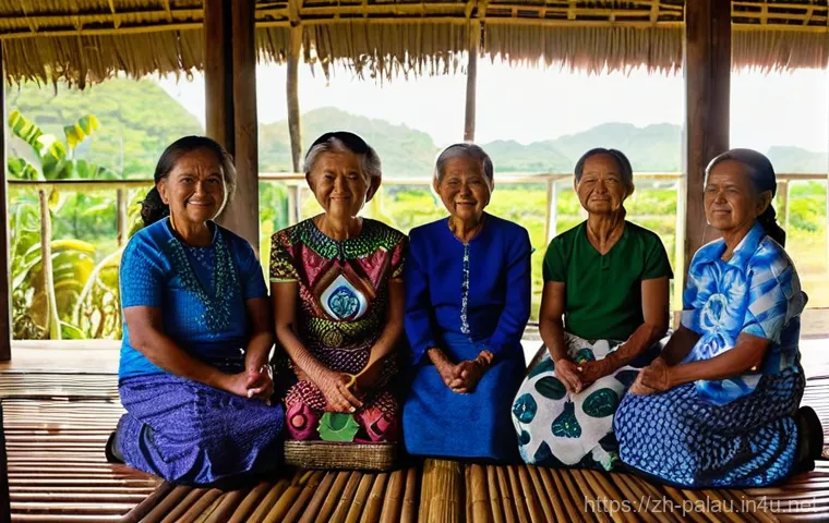 팔라우 원주민 문화 - **Prompt 1: "Sacred Ocean Offering"**
    A wide shot of a serene Palauan man, aged around 40, stand...