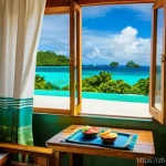팔라우 여행 가성비 좋은 호텔 - **Prompt:** A cozy and inviting interior shot of a local guesthouse room in Palau, featuring clean, ...
