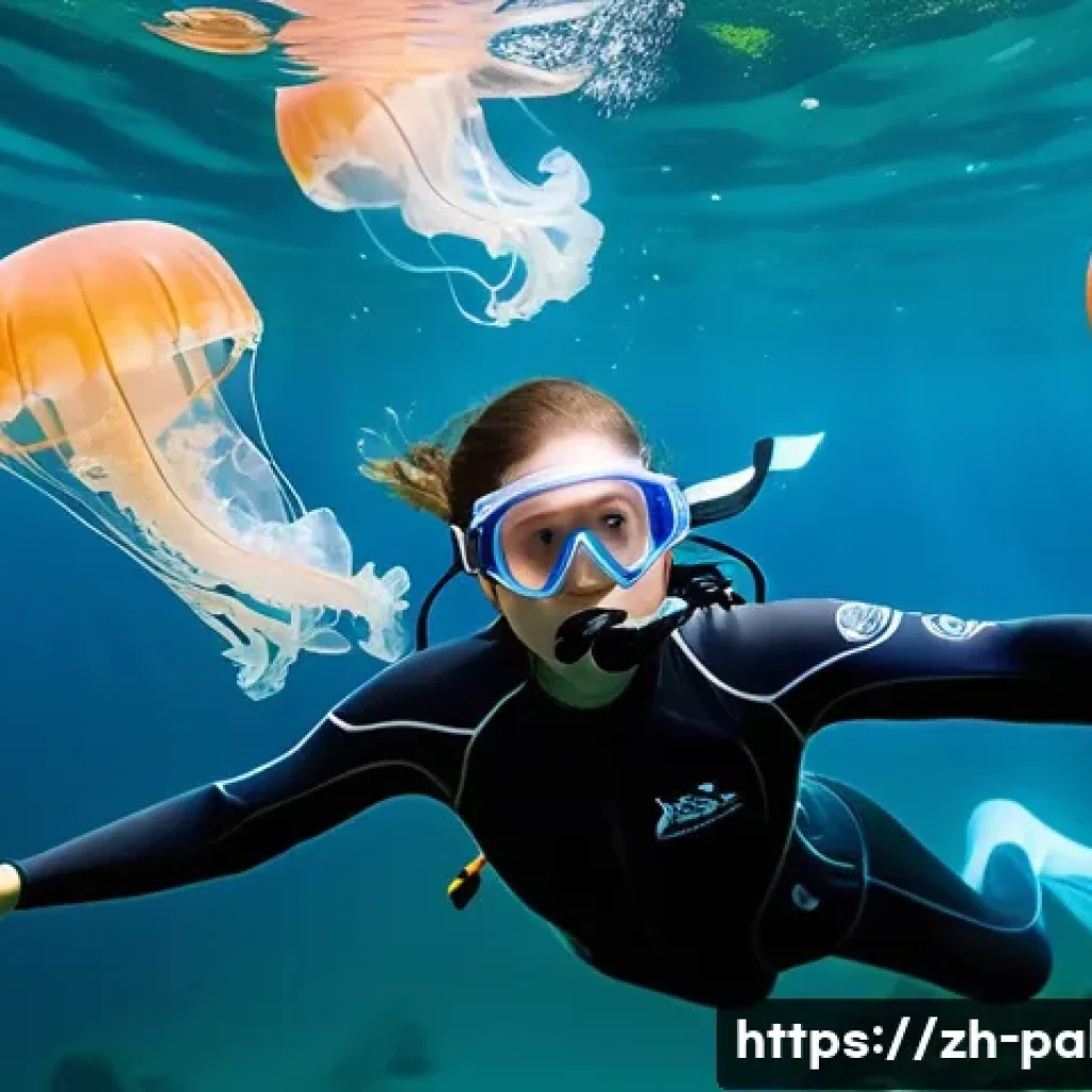 팔라우에서 자주 발생하는 사건 사고 - **Prompt 1: Serene Encounter in Palau's Jellyfish Lake**
"A tranquil, pristine underwater scene ...
